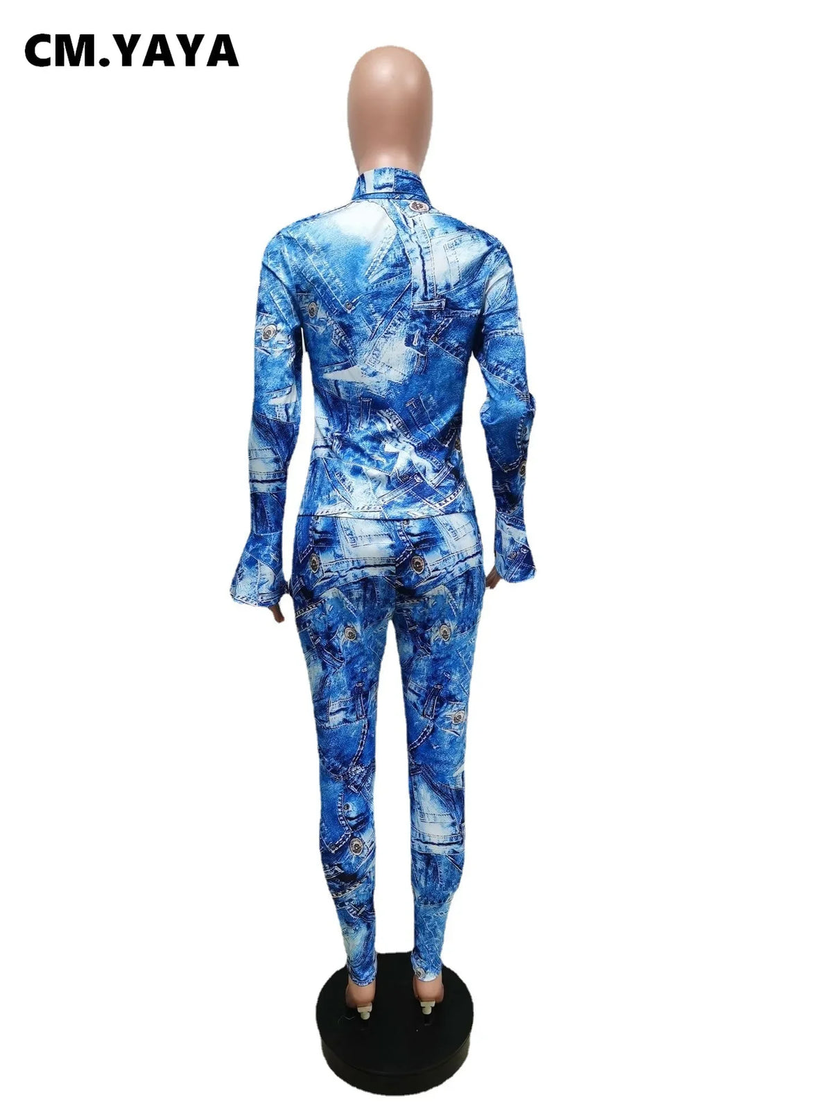 Women's Plus-Size Printed Top & Fitted Pants Set