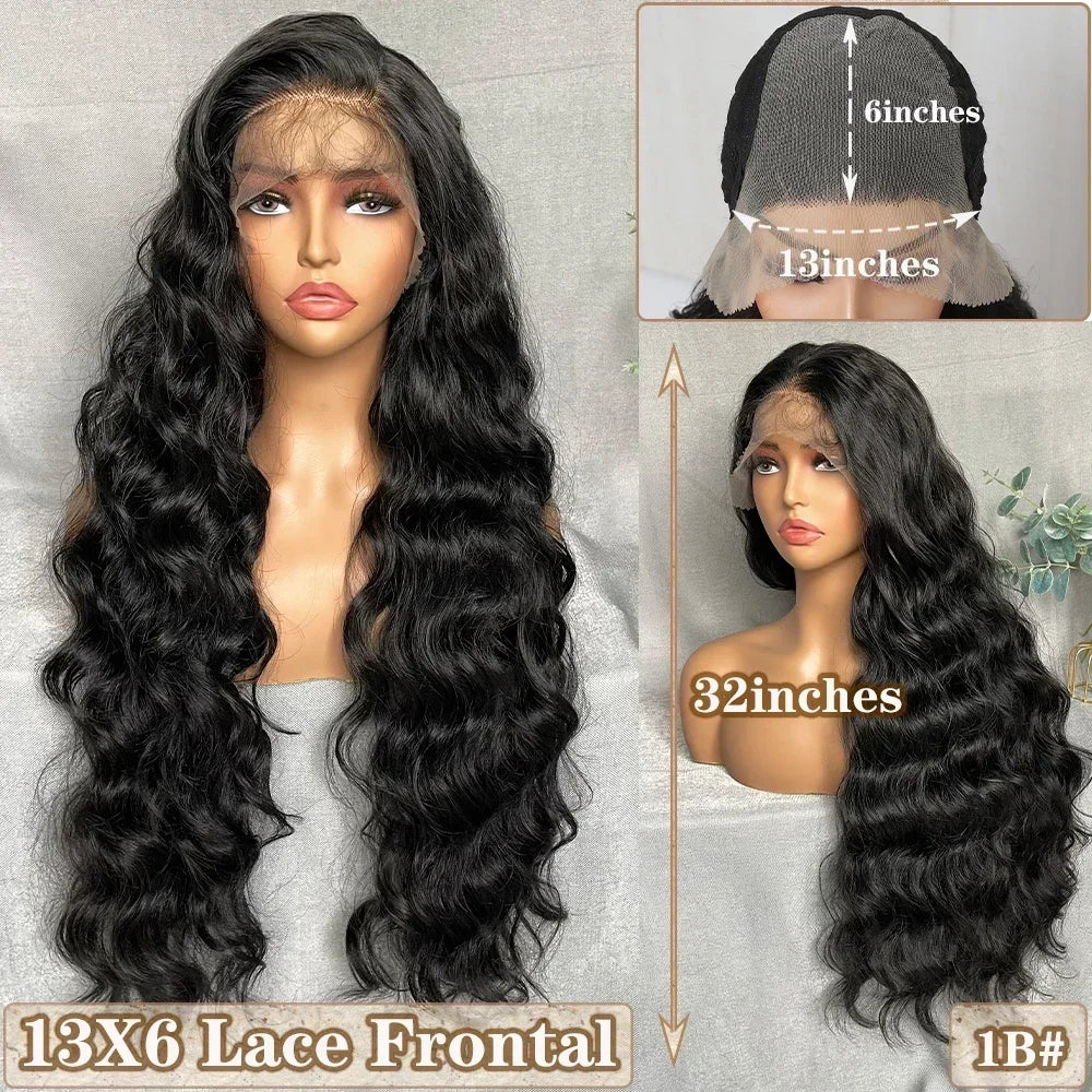 Light Brown Synthetic Lace Wig Super Long Loose Wave 13x6 Lace - OSASCO