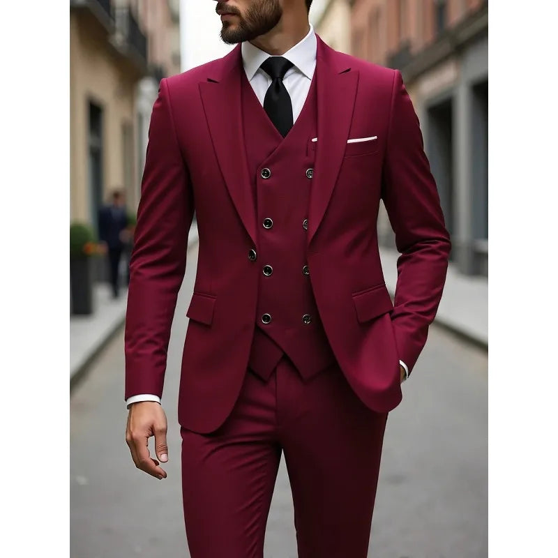 Men's Single-Breasted Three-Piece Formal Suit