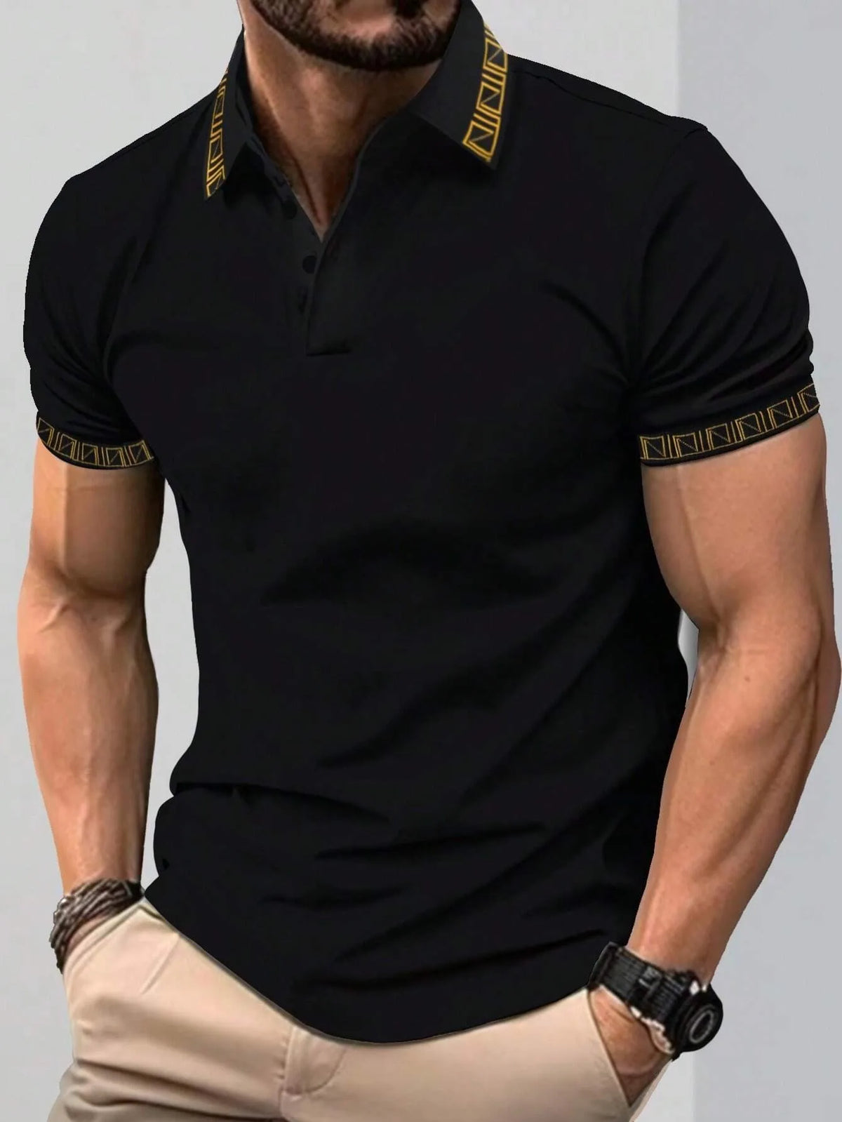 Men's Graphic Print Short-Sleeve Polo Shirt