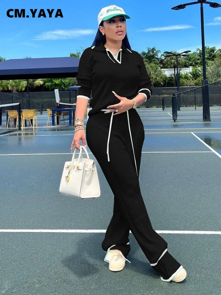 Women's Knitted Pullover & Wide-Leg Pants Set