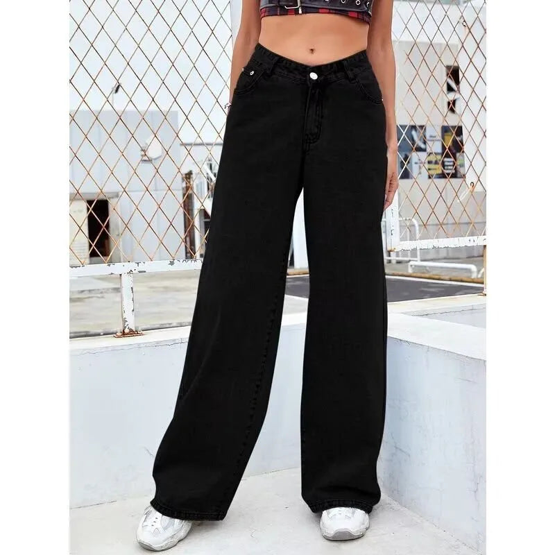 Women's Vintage-Wash High-Waist Wide-Leg Jeans — product view