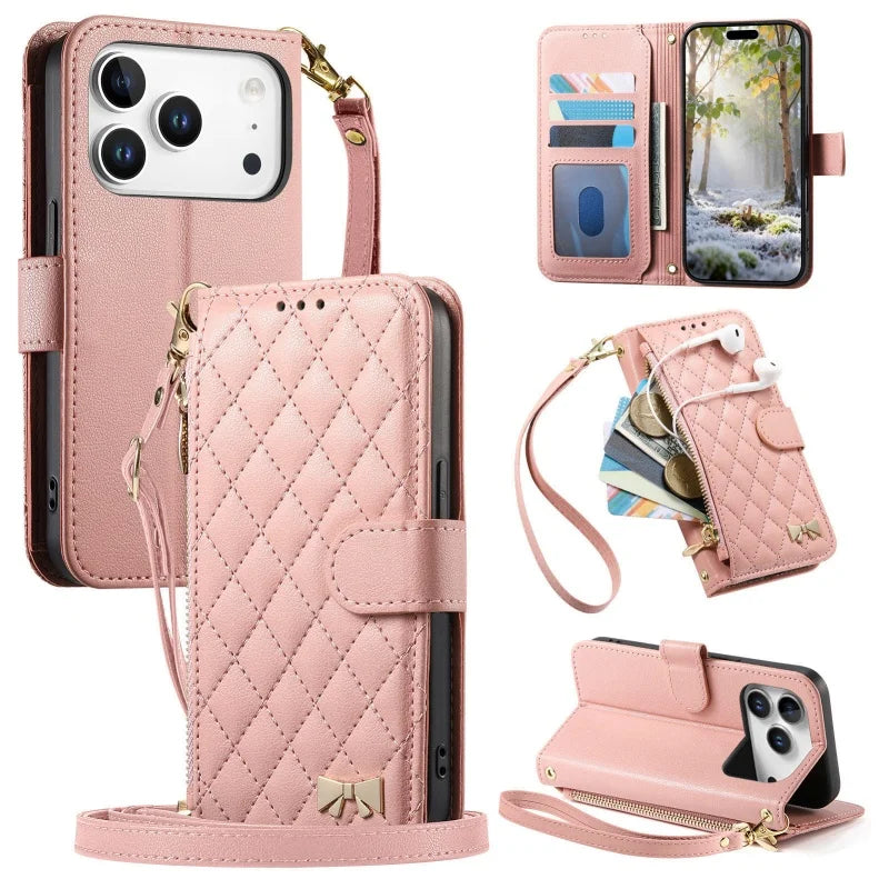 Magnetic Crossbody Zipper Wallet Phone Case for iPhone 14 Pro, iPhone 14 Plus, iPhone 14, iPhone 13 Pro Max, iPhone 13 Pro, iPhone 13, iPhone 12 Pro Max, iPhone 12 Pro, iPhone 12, iPhone 18 Pro Max, iPhone 18 Pro, iPhone 18 & More Models