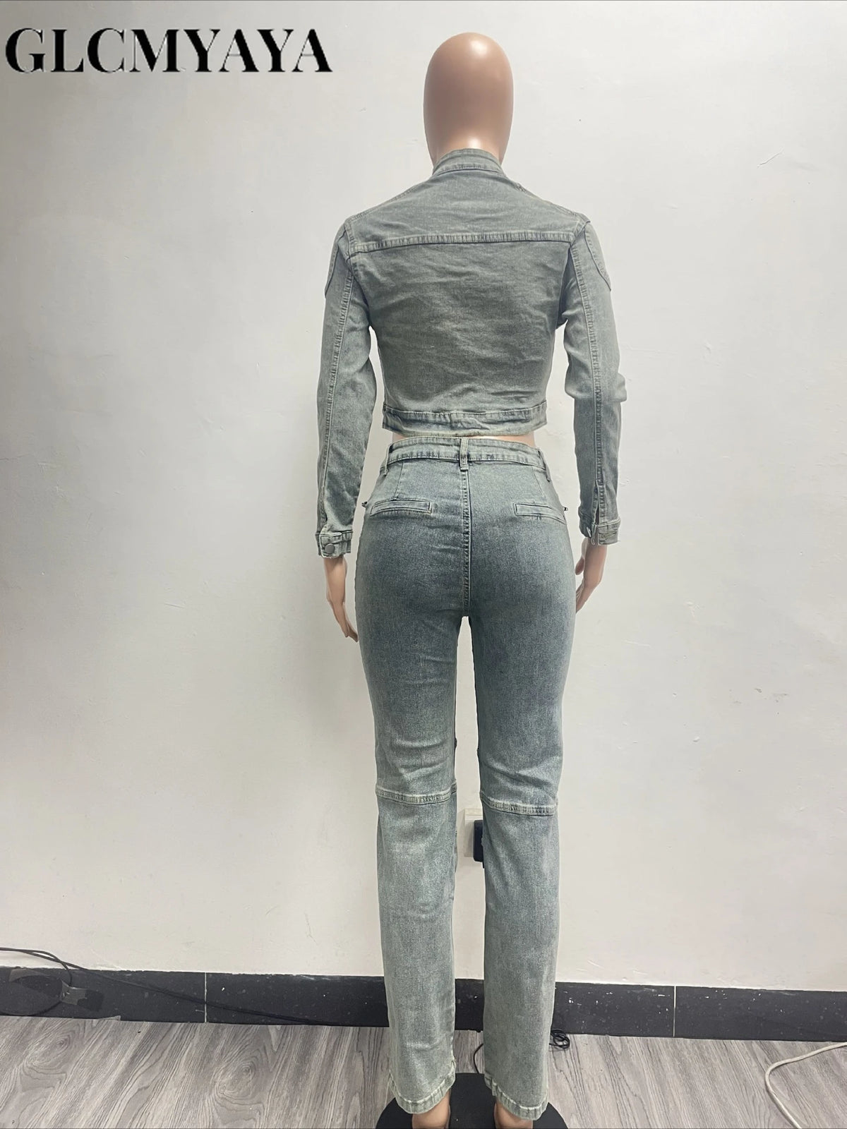 Women's Denim Patchwork Jacket & Fitted Jeans Set