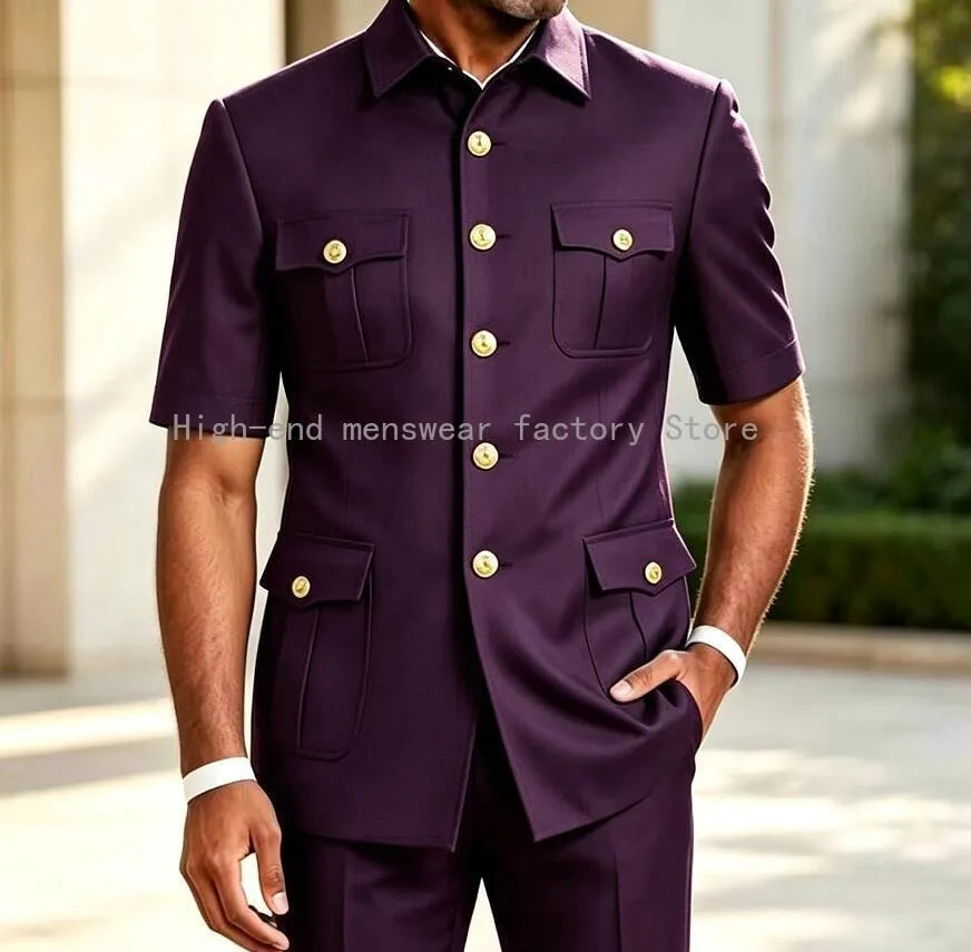 Men's Brown 2-Piece Slim Fit Suit Set — product view