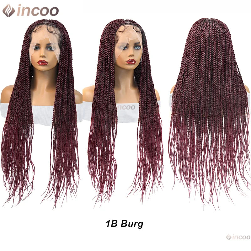Synthetic Full Lace Braided Wig Blonde Twist Braids Wig Knotless Box - OSASCO