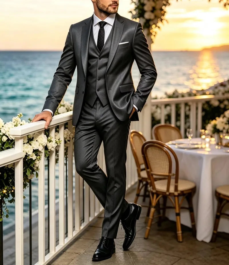 Men's Notch-Lapel Three-Piece Suit