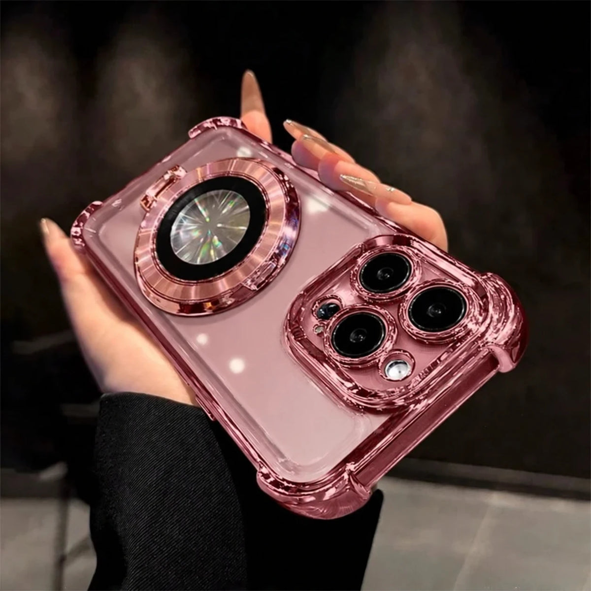 Metallic Magnetic Ring Stand Phone Case for iPhone 18 Pro Max, iPhone 18 Pro, iPhone 17 Pro, iPhone 17 Pro Max, iPhone 16 Pro Max, iPhone 17, iPhone 16 Pro, iPhone 16 Plus, iPhone 15 Pro Max, iPhone 16, iPhone 15 Pro & More Models