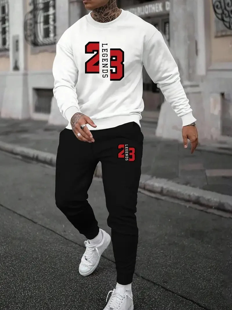 Men's Graphic Print Hoodie & Pants Set