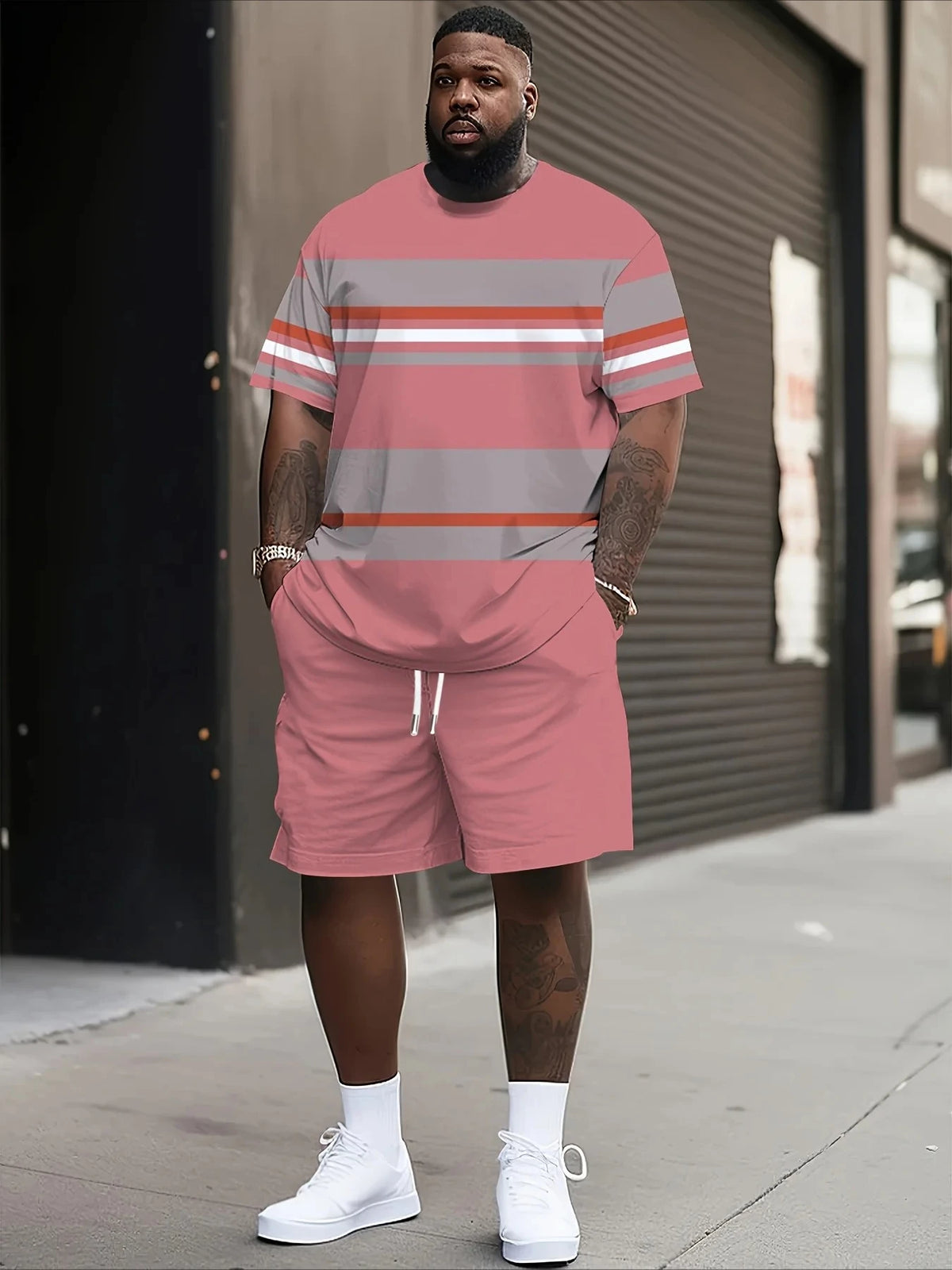 Men's Graphic Print Top & Shorts Set