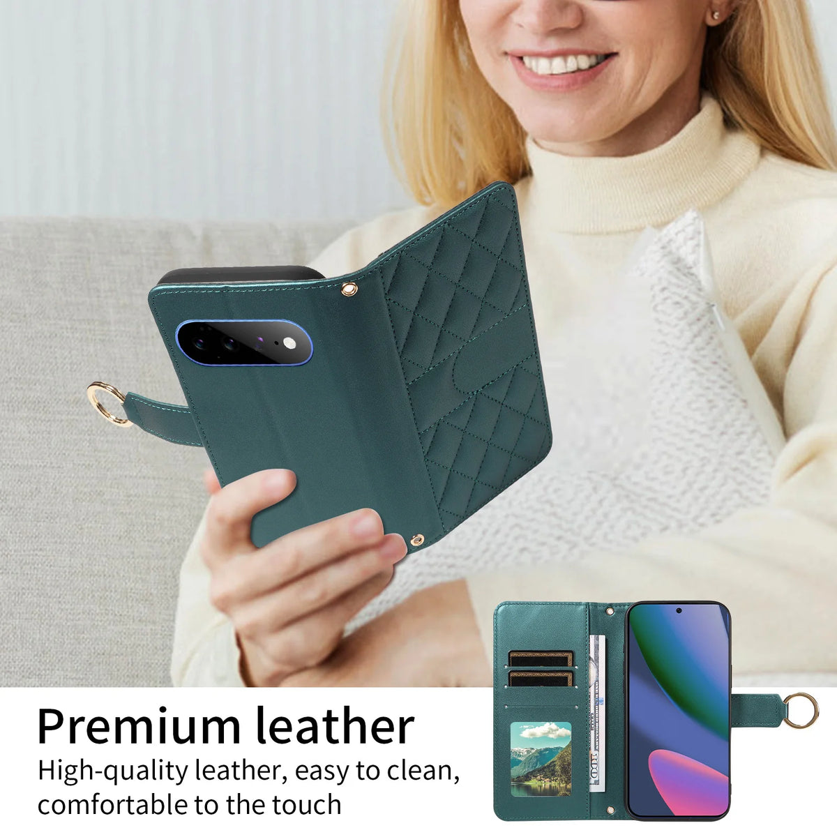 Textured Flip Wallet Phone Case for Google Pixel 8a, Google Pixel 8 Pro, Google Pixel 9, Google Pixel 9 Pro XL, Google Pixel 9a, Google Pixel 9 Pro, Google Pixel 10, Google Pixel 10a, Google Pixel 10 Pro XL & More Models