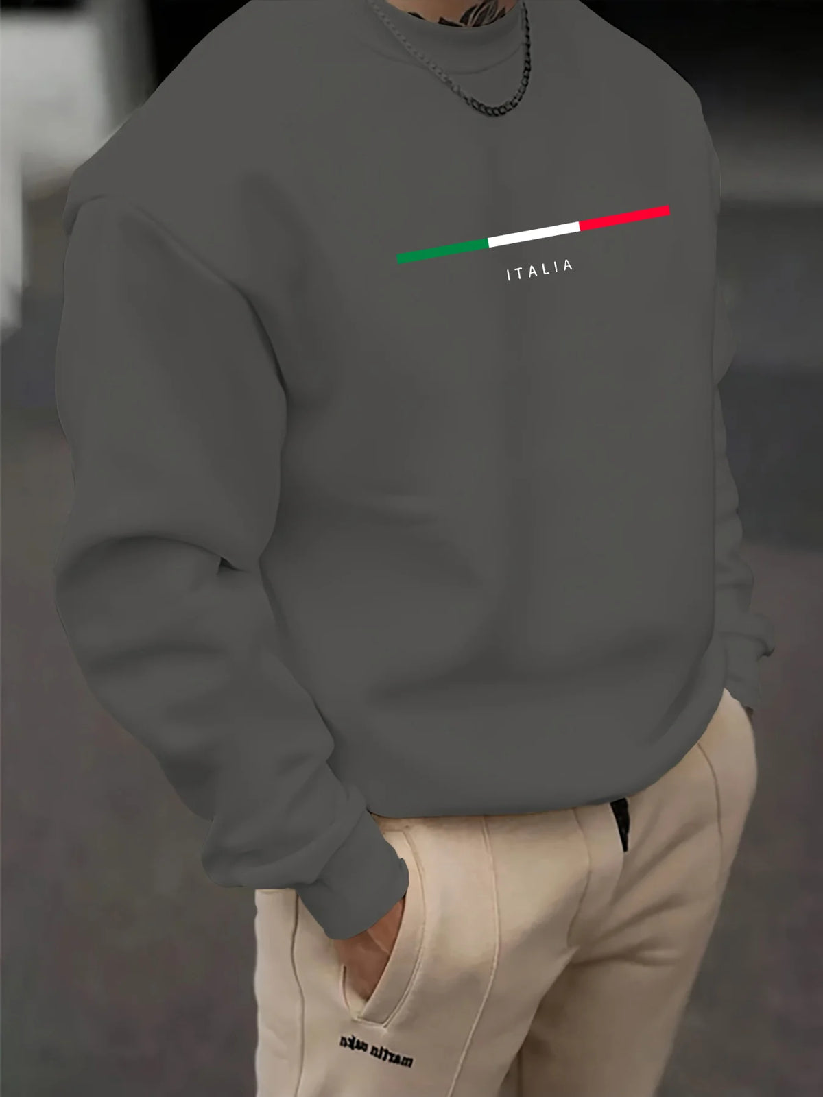 Men's Letter Print Crew-Neck Sweatshirt