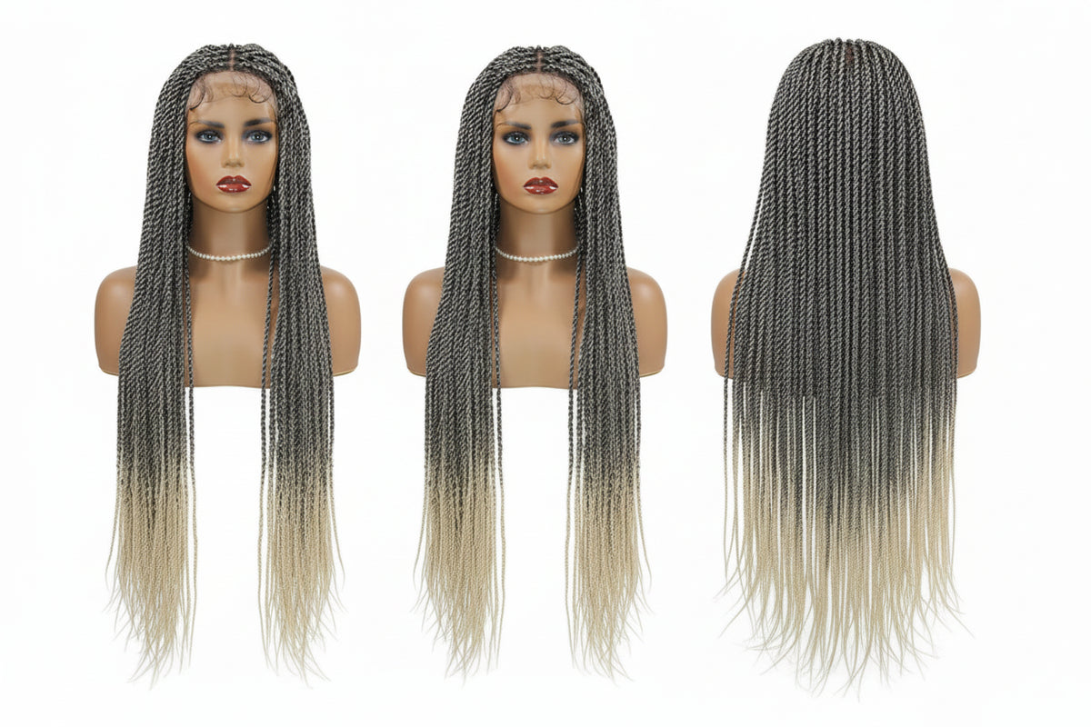Twist Braided Wig Box Braided Lace Front Wig Synthetic Full Lace - OSASCO