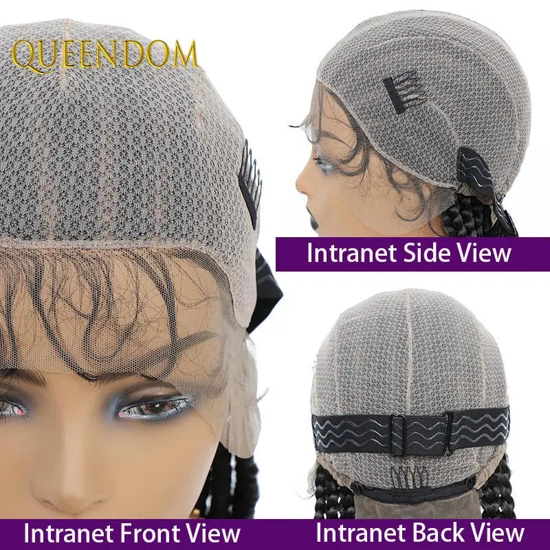 36" Synthetic Full Lace Wig Knotless Box Braid African Braided Wig - OSASCO