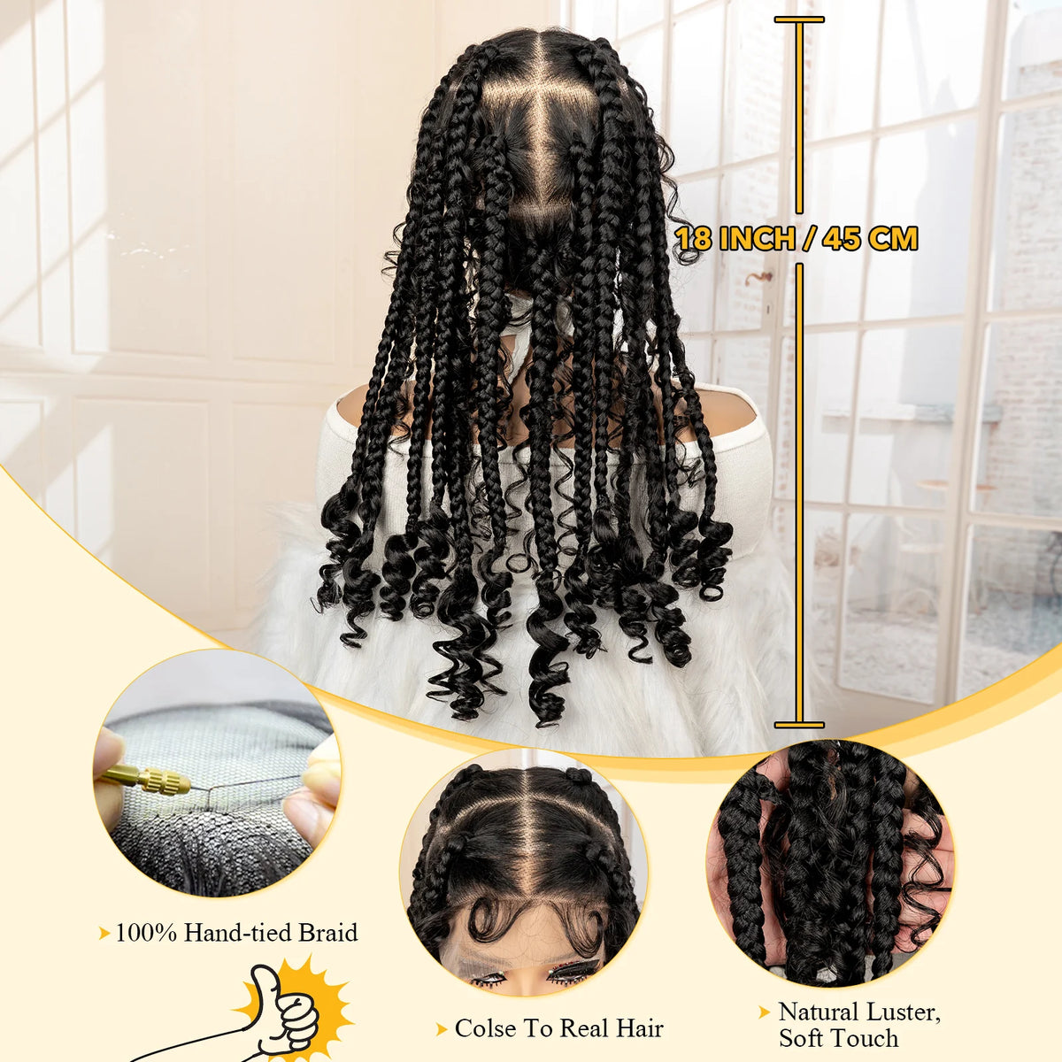 Women's Black Curly Synthetic Wig — product view