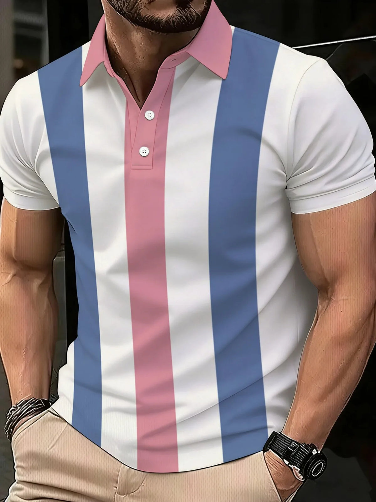 Men's Graphic Print Short-Sleeve Polo Shirt