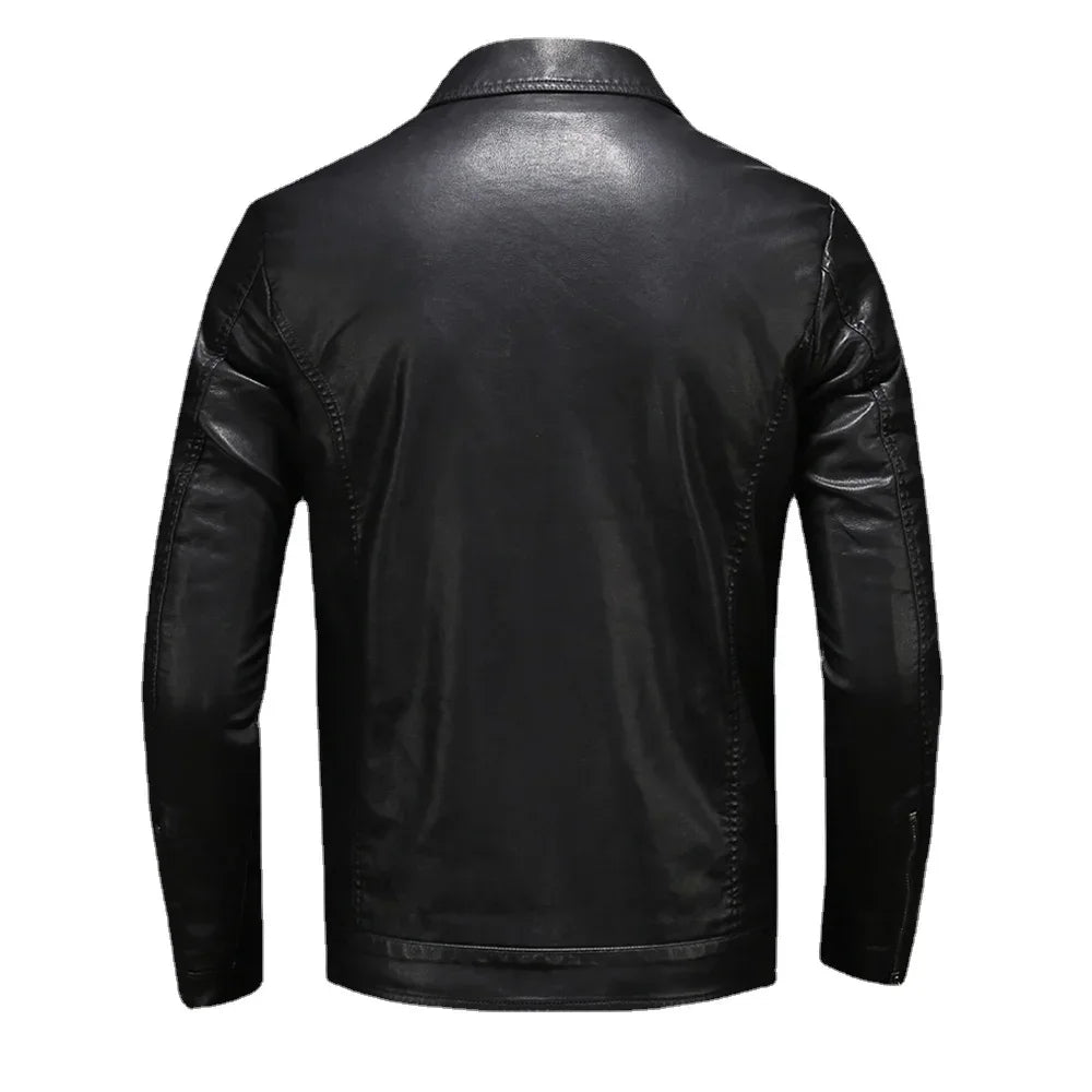 Men's Faux Leather Zip-Up Motorcycle Jacket