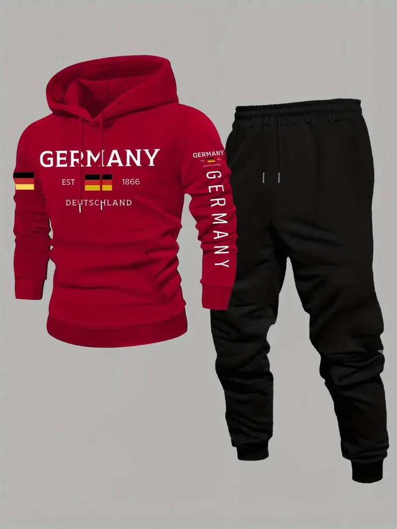 Men's Letter Print Hoodie & Pants Set