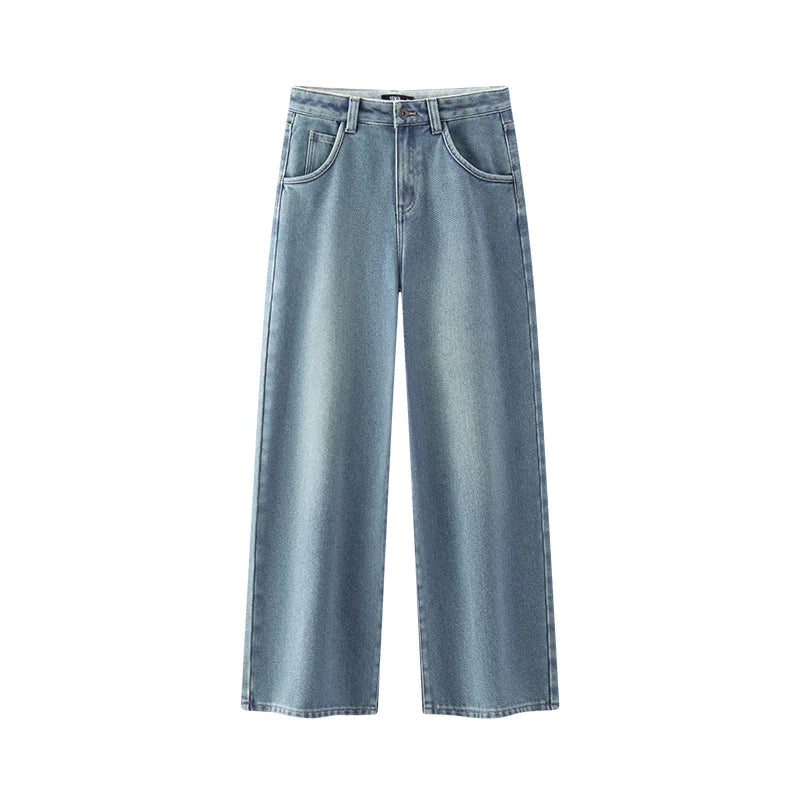 Women's Winter High-Waist Wide-Leg Jeans — product view