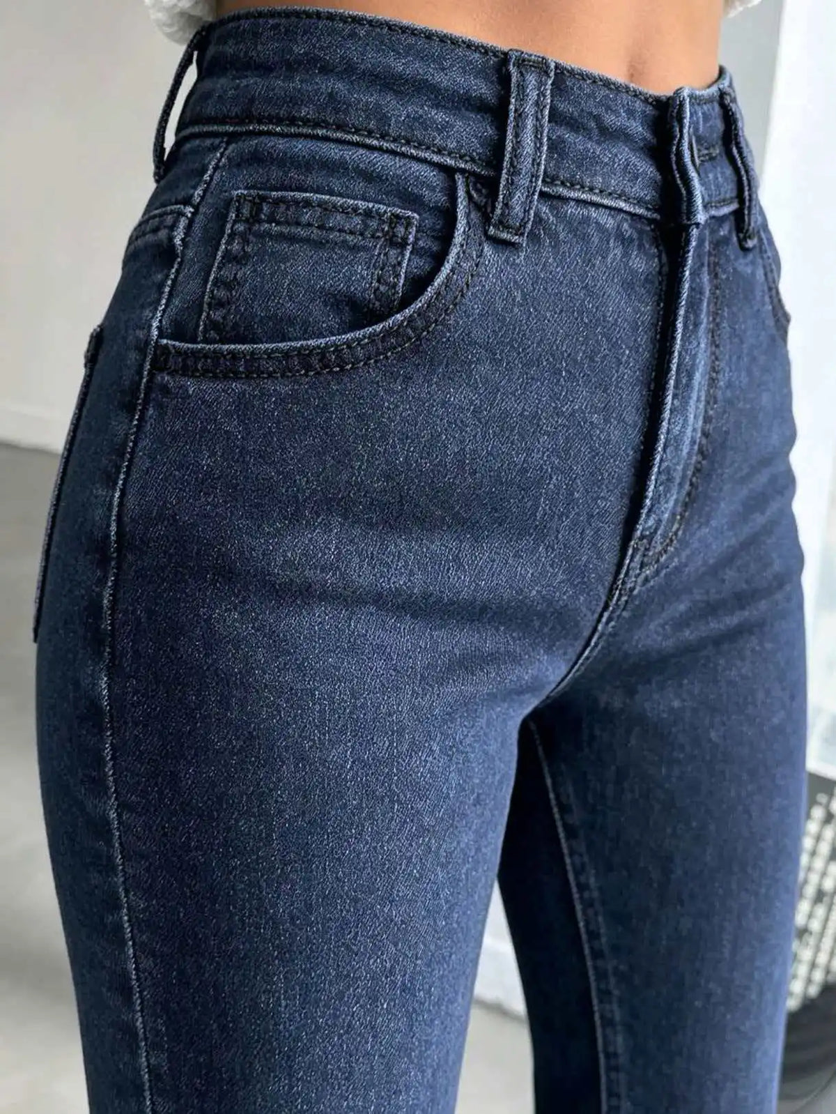 Women's Dark-Blue High-Waist Stretch Flare Jeans — product view