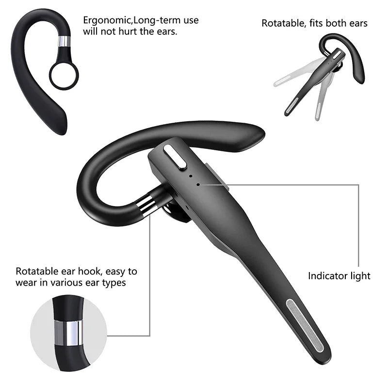 Rotating Bluetooth 5.0 Business Earpiece with Charging Case