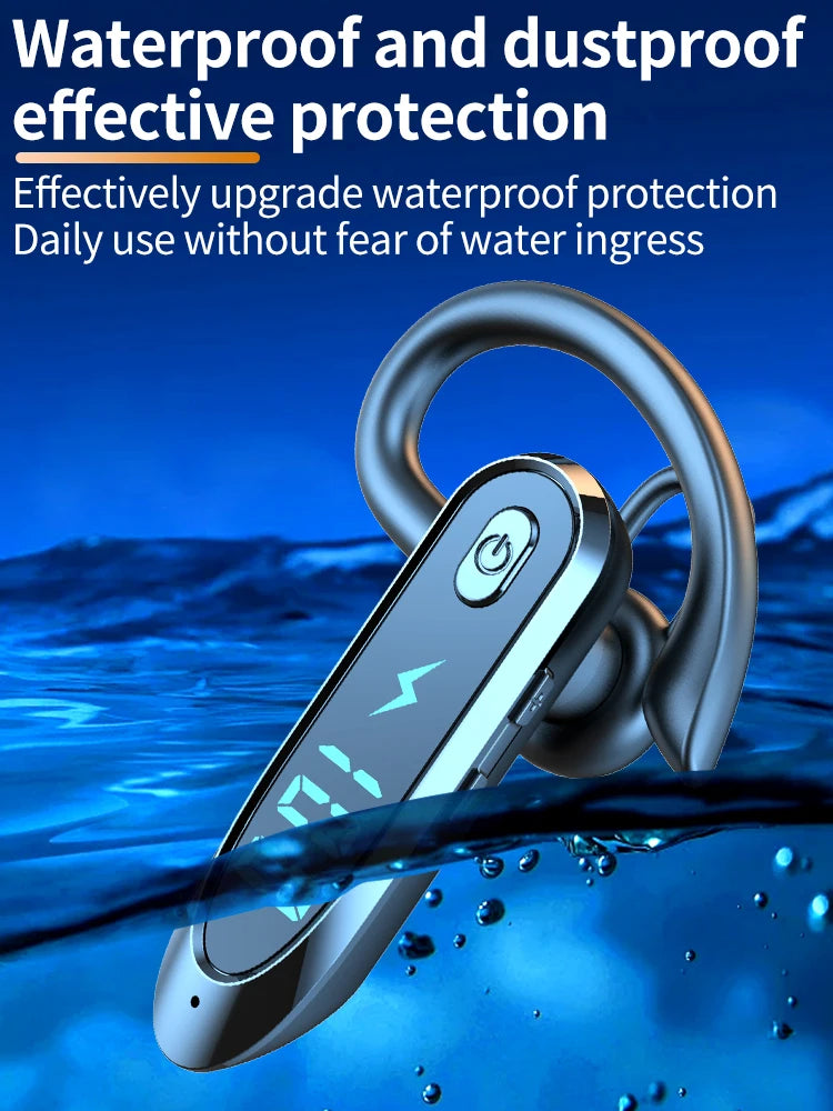 Bluetooth 6.0 Rotating Ear-Hook Headset with LED Display