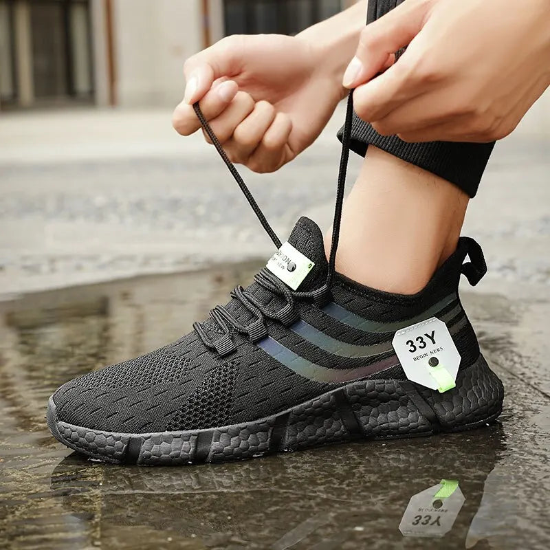 Men's Black Mesh Athletic Sneakers