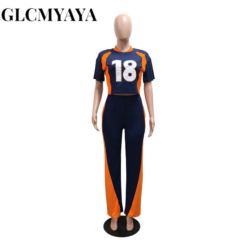 Women's Short-Sleeve Top & Wide-Leg Pants Set