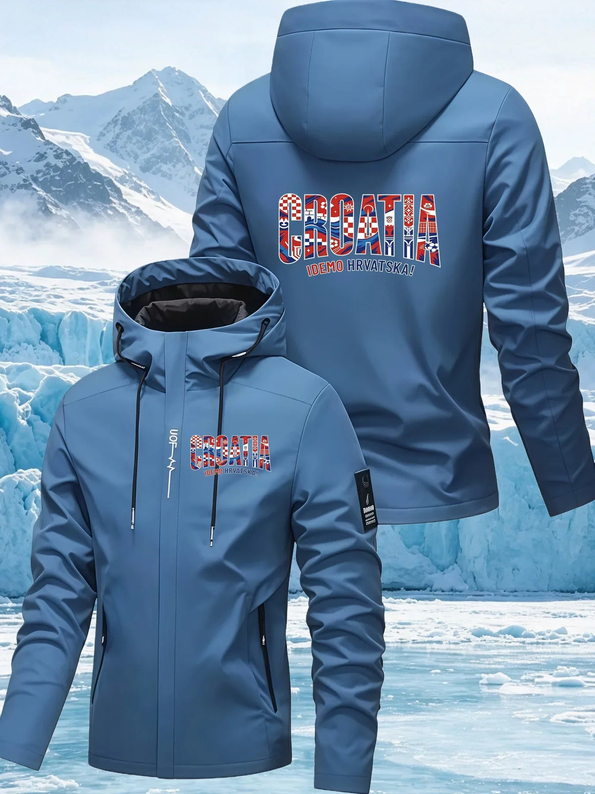 Men's Graphic Print Hooded Zip-Up Jacket