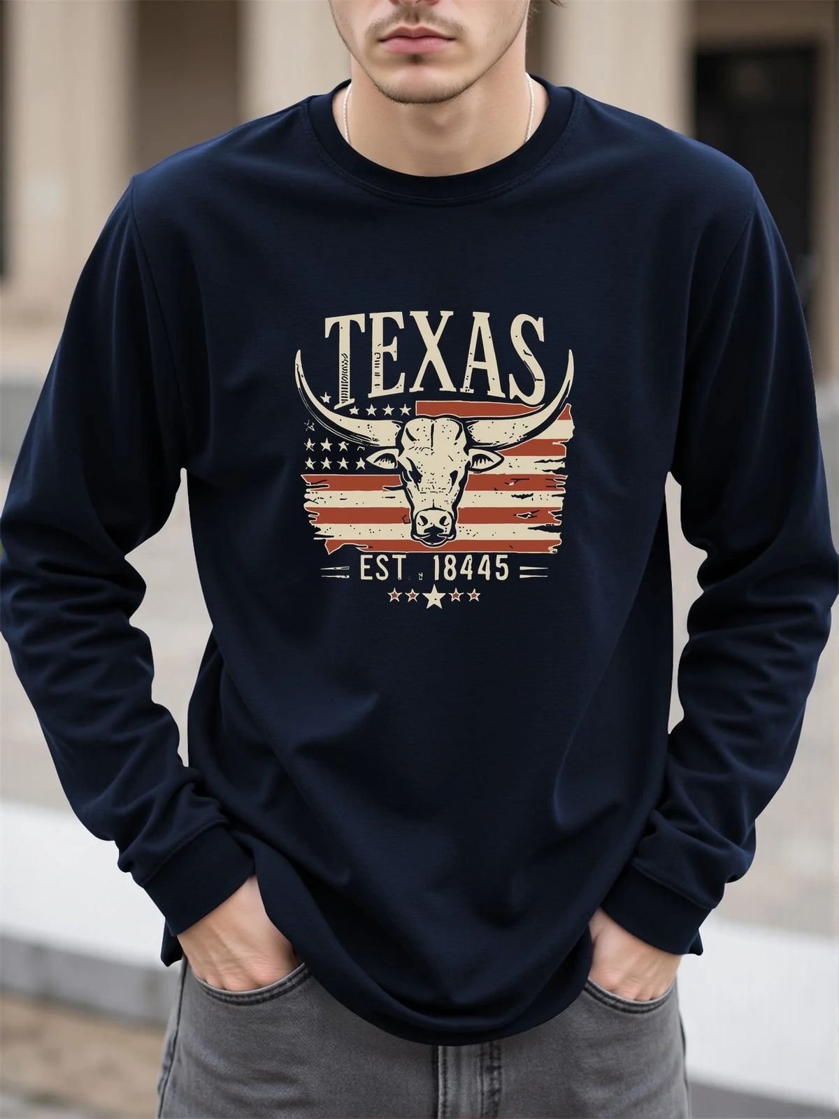 Men's Graphic Print Long-Sleeve Casual T-Shirt