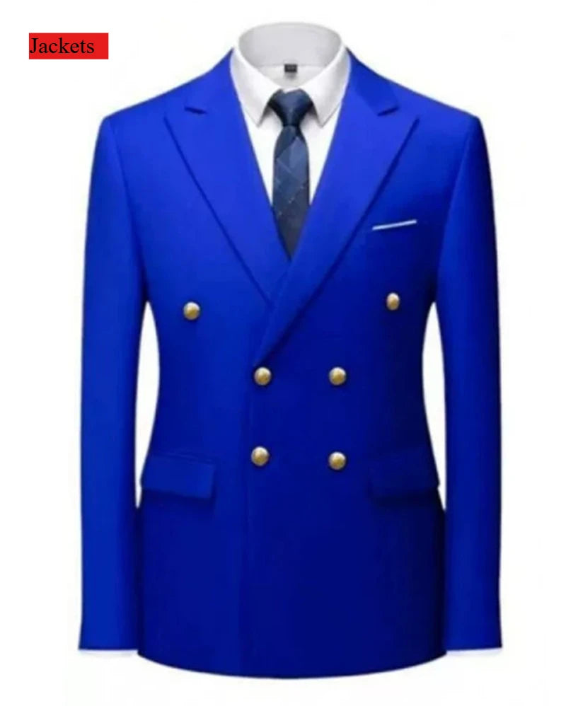 Men's Double-Breasted Suit with Gold-Tone Buttons