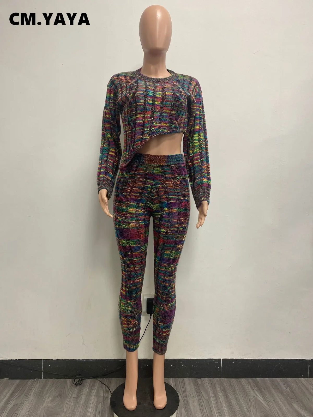 Women's Asymmetric Ribbed Sweater & Pants Set