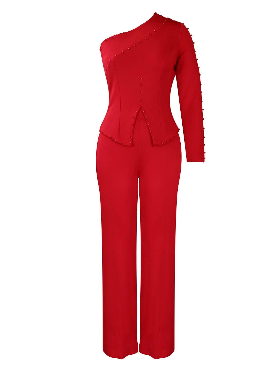 Women's Beaded One-Shoulder Top & Pants Set