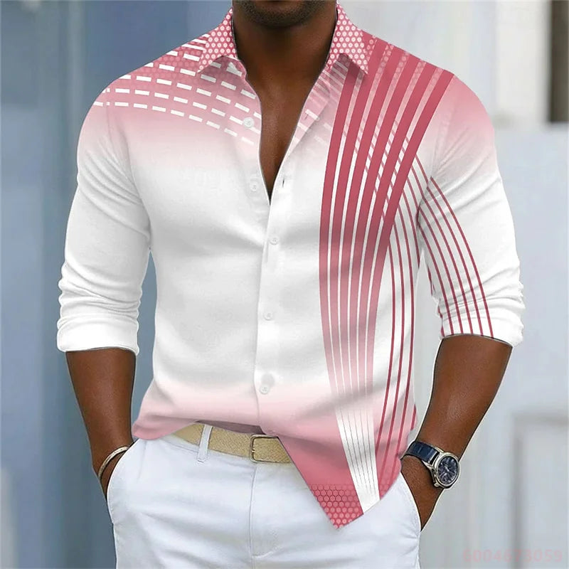 Men's Striped Long-Sleeve Casual Shirt