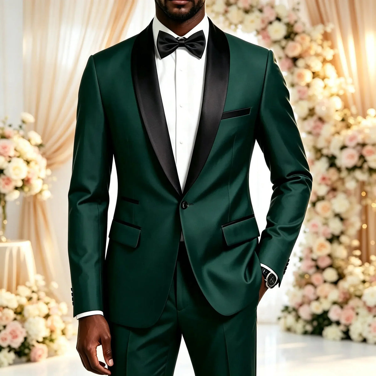 Men's Solid-Colour Two-Piece Wedding Suit