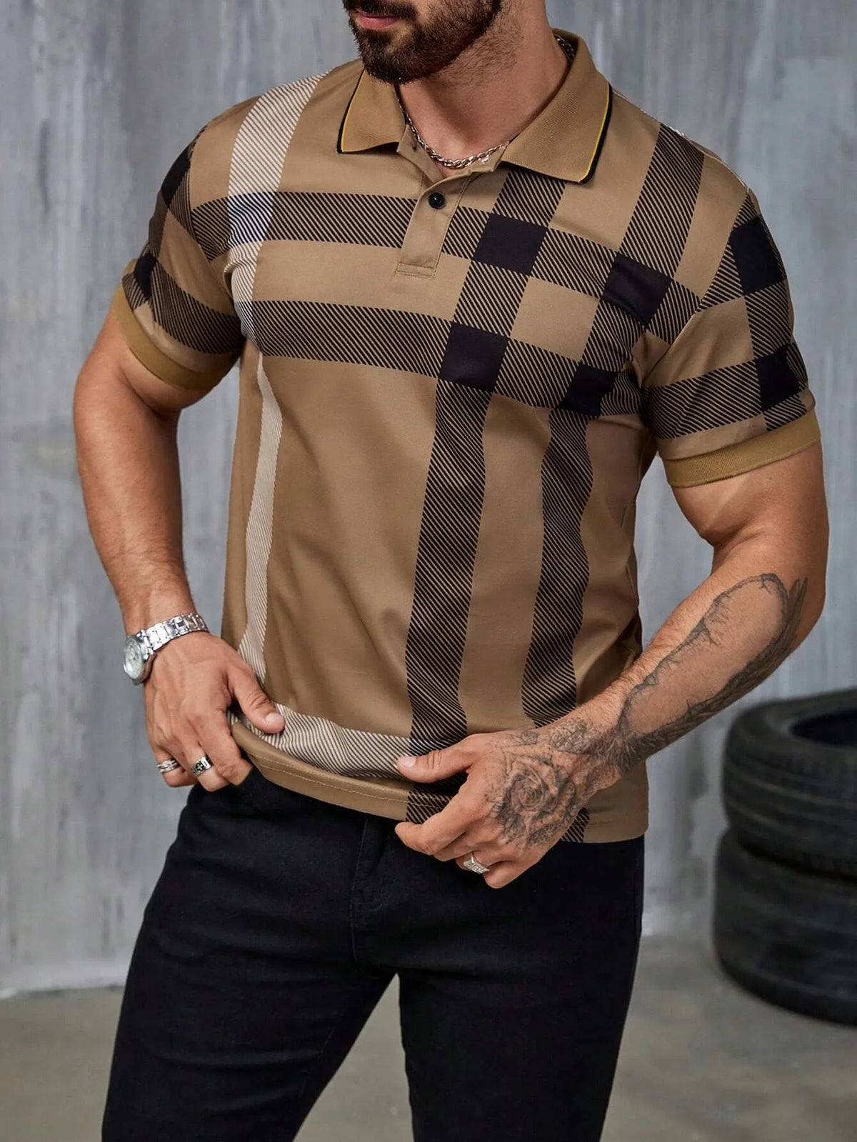 Men's Striped Short-Sleeve Polo Shirt