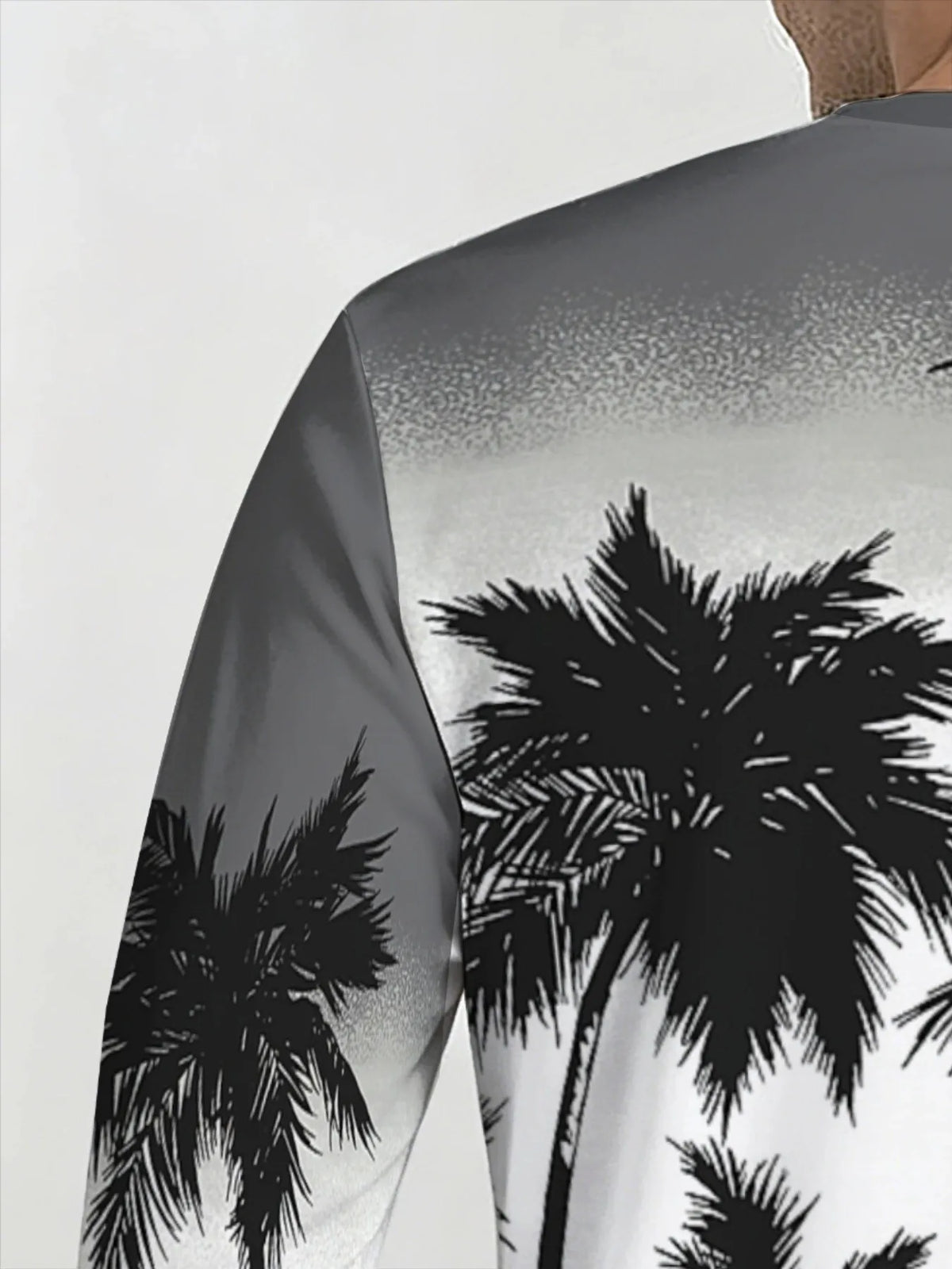 Men's Palm Tree Print Crew-Neck Sweatshirt