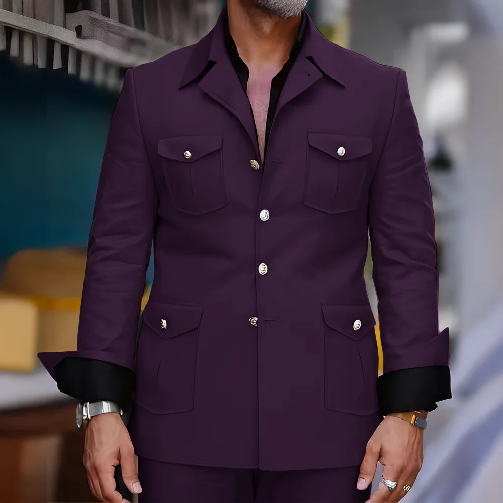 Men's Safari-Collar Jacket & Trouser Set
