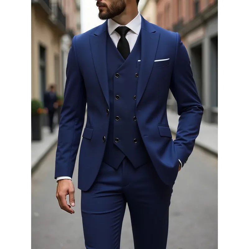 Men's Slim Fit Three-Piece Wedding Suit