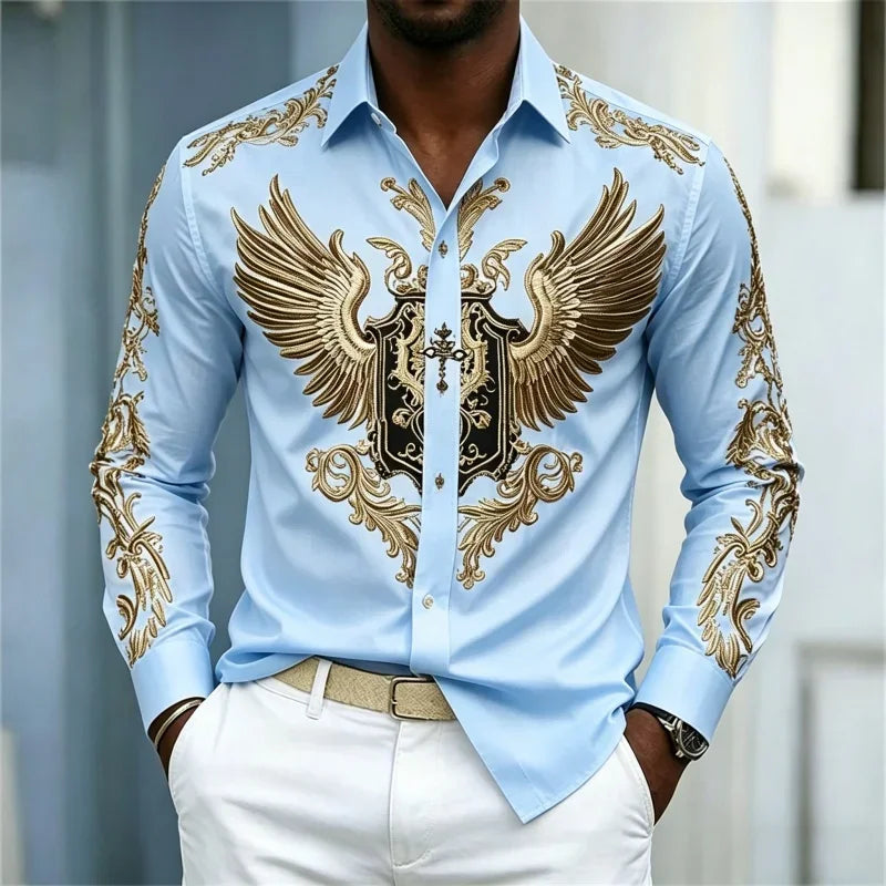 Men's Animal Print Long-Sleeve Casual Shirt