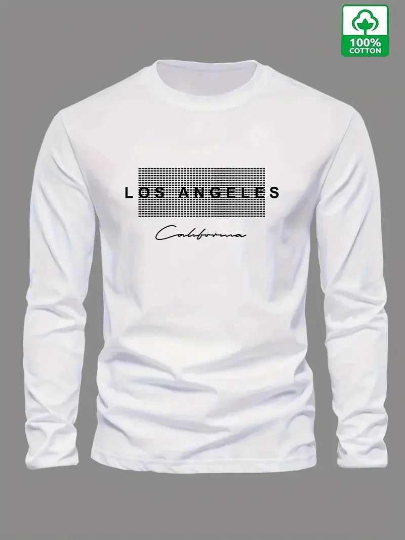 Men's Letter Print Long-Sleeve Casual T-Shirt