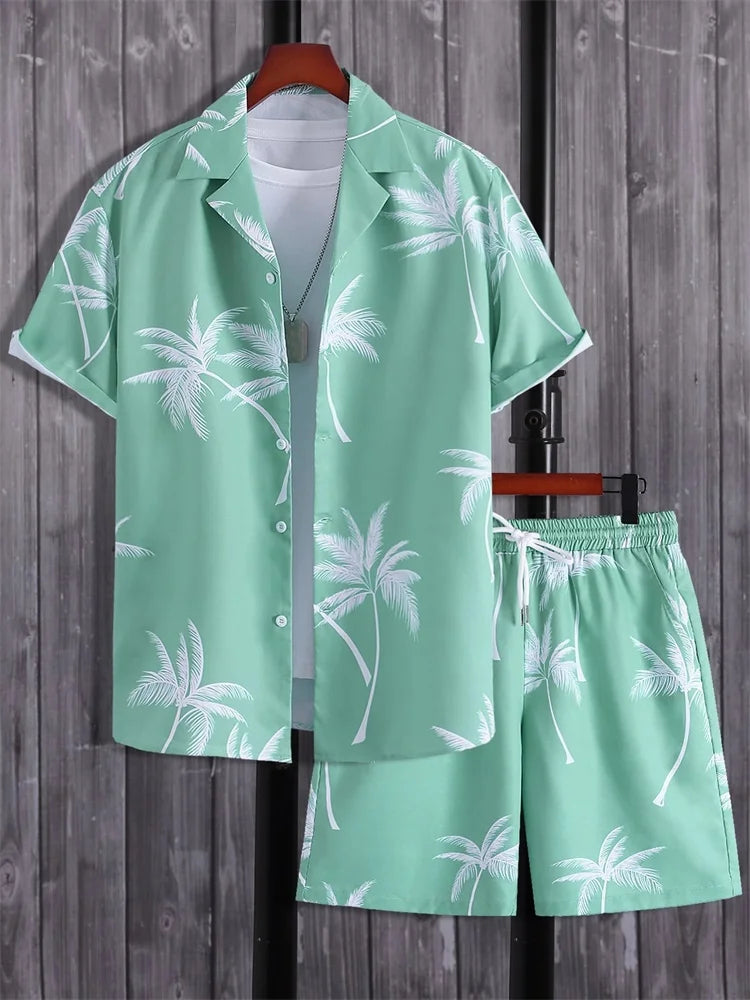 Men's Graphic Print Top & Shorts Set