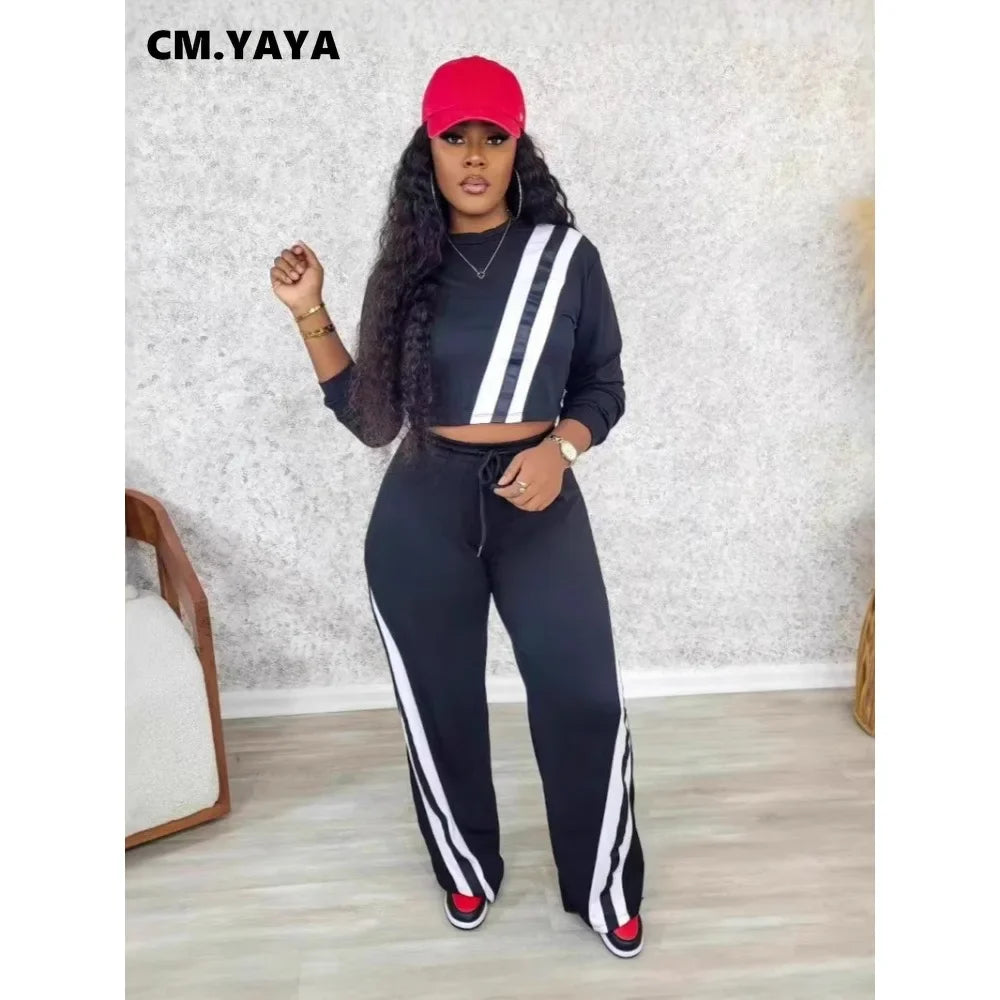 Women's Striped Sweatshirt & Sweatpants Set