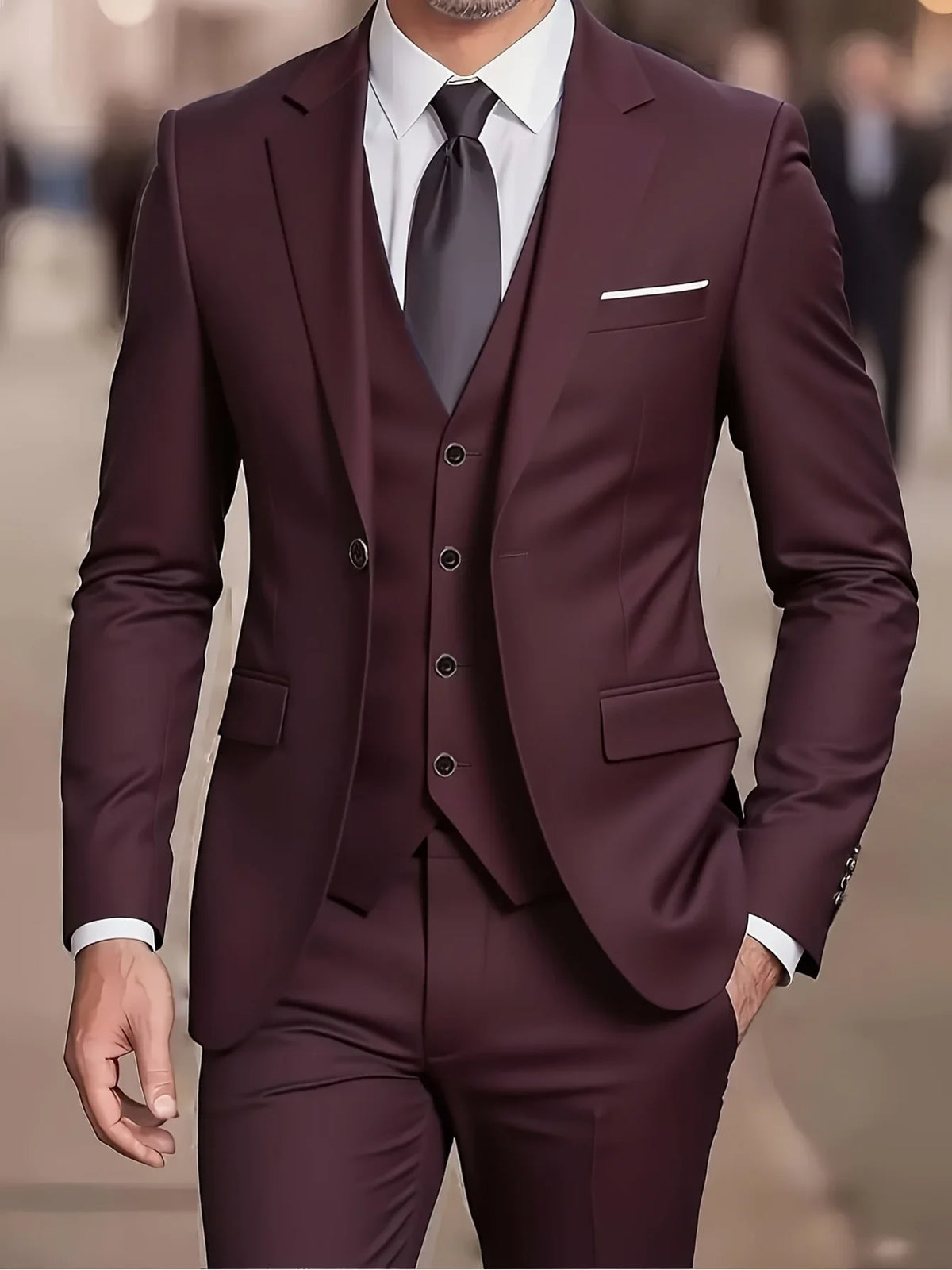 Men's Slim Fit Three-Piece Tuxedo Suit