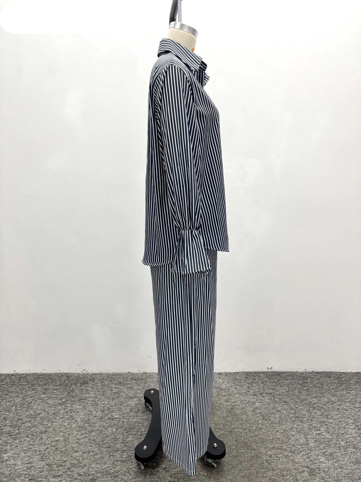 Women's Striped Blouse & Wide-Leg Pants Set