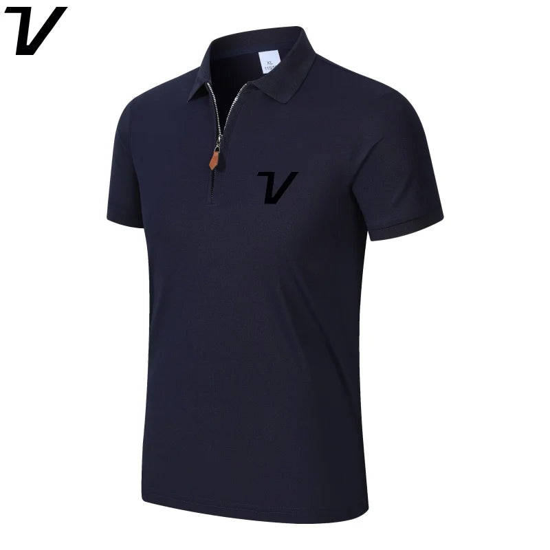 Men's Short-Sleeve Zip-Neck Polo Shirt