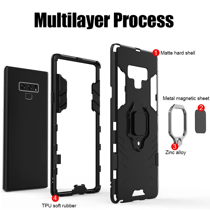 Ring Stand Phone Case for Samsung Galaxy A7 2018 A750, A9 2018, J4 Plus J4 Prime, J4 2018, S10E, A8 2018, S9 Plus, A8 Plus 2018, S10 Plus, J6 2018, S10, S8 Plus, S9, Note 9, S8, J6 Plus J6 Prime