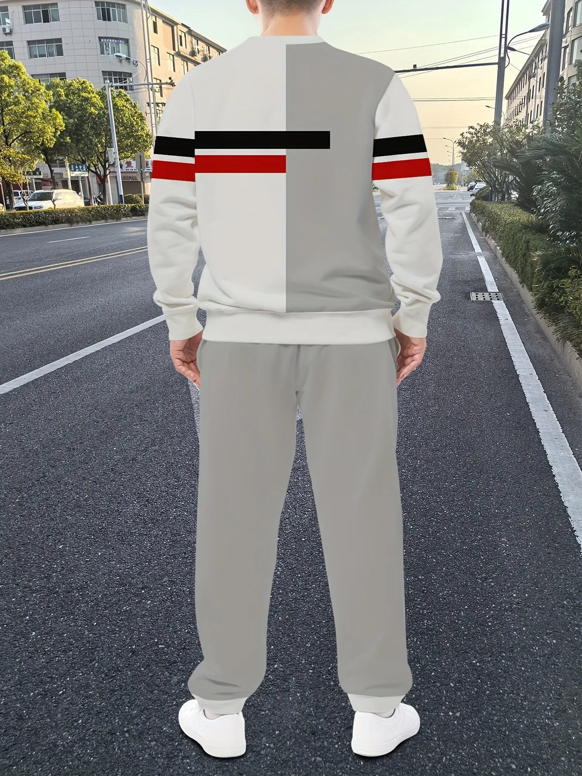 Men's Striped Sweatshirt & Pants Set