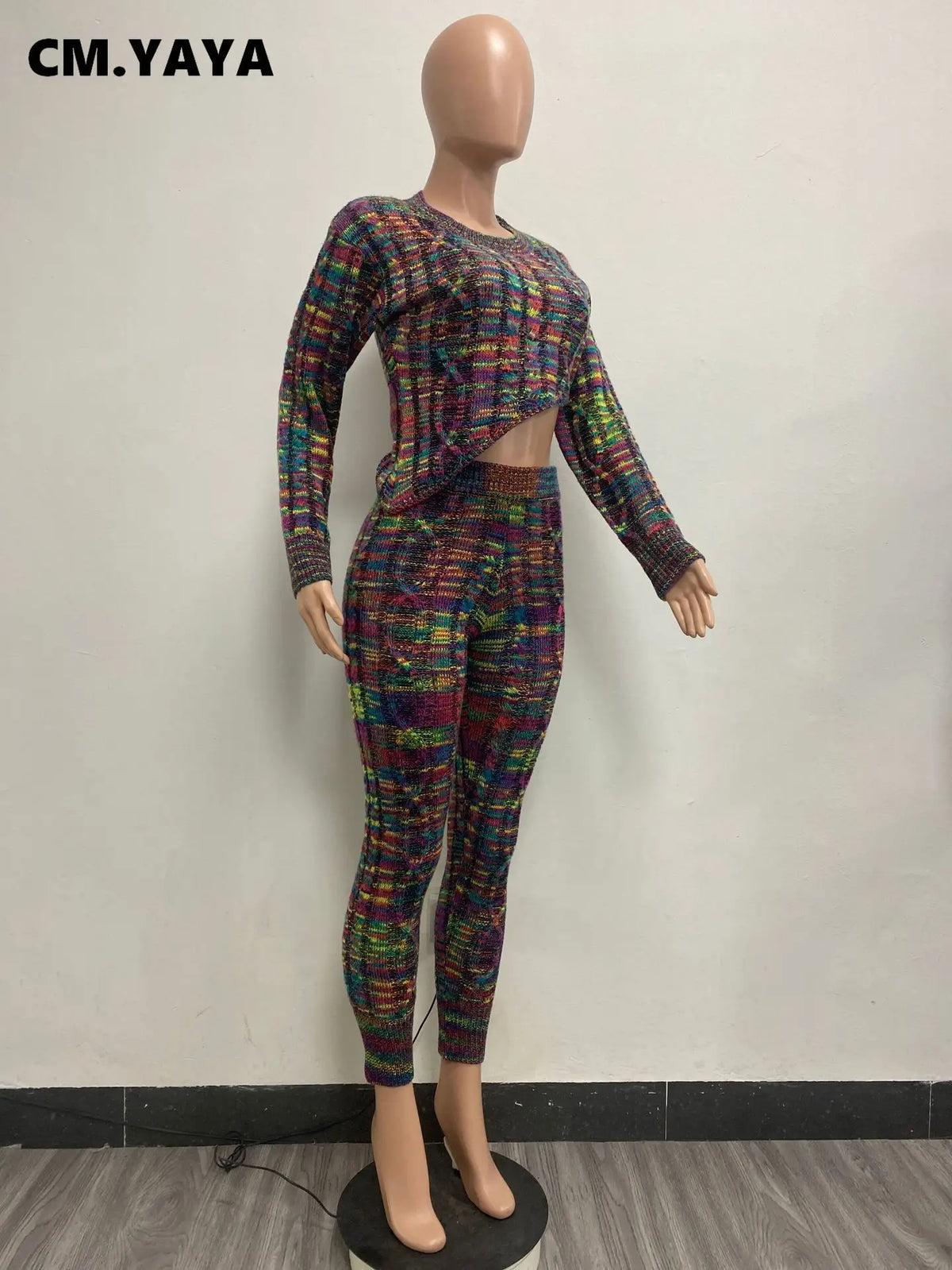 Women's Asymmetric Ribbed Sweater & Pants Set