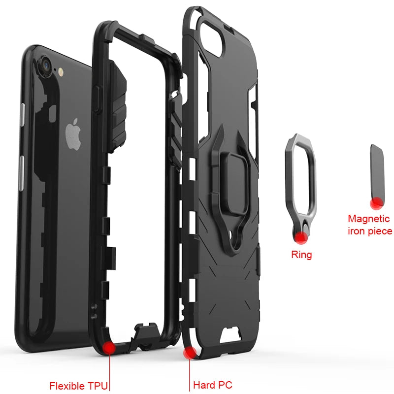 Ring Stand Phone Case for Samsung Galaxy S10E, A70, A50, S8 Plus, A40, A30, A7 2018, S10 Plus, iPhone 7 8, S10, S9 Plus, S9, S8, iPhone 5 5S SE, iPhone Xs Max, iPhone XR, iPhone X Xs, iPhone 6 6S